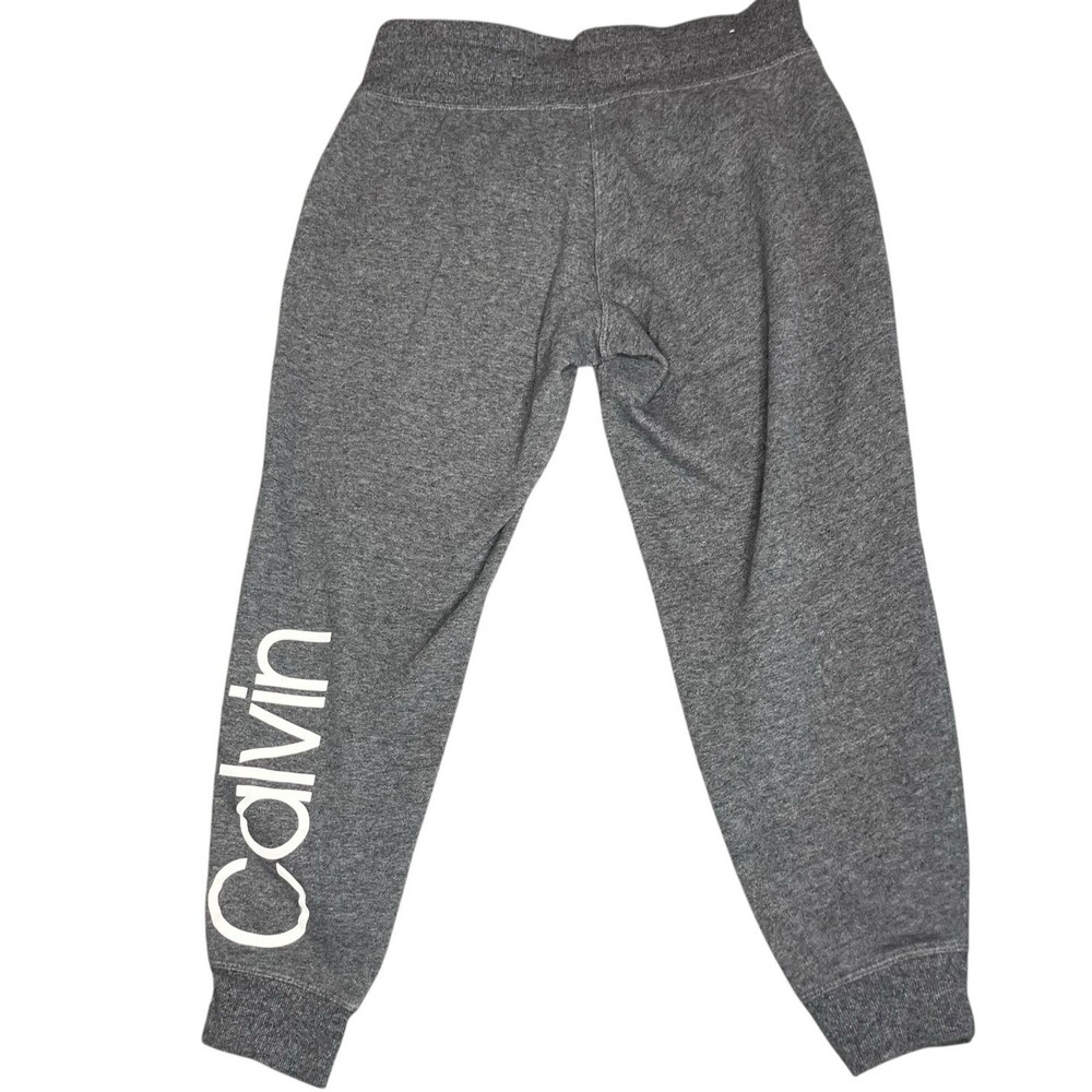 Calvin‎ Klein Sweatpants Woman's Sz S Gray White CK Spellout Comfy Joggers Tieup
